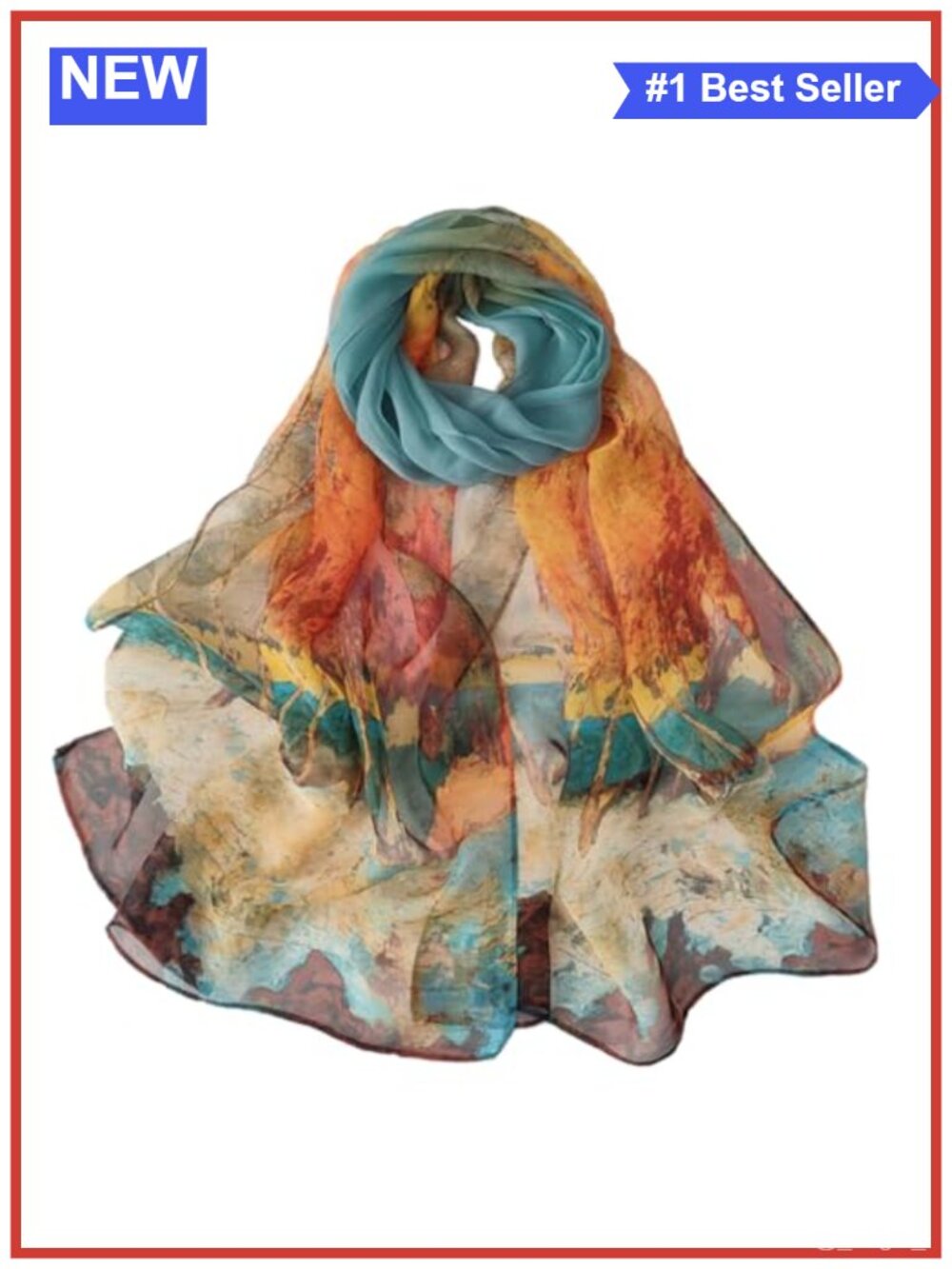 Women's Lightweight Floral Sheer Scarf Shawl Wrap Polyester Silk Feel